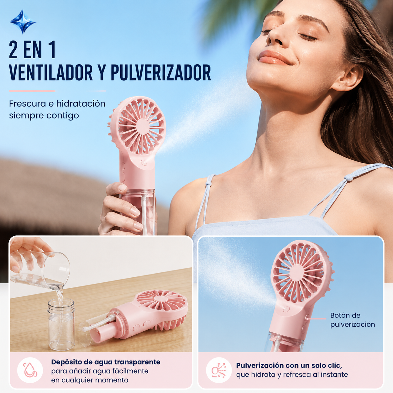 BrisaFresh™ Ventilador con Pulverización